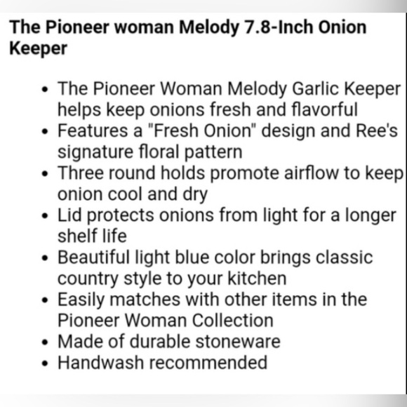 🌺 New Pioneer Woman Melody Onion Keeper Canister - Picture 2 of 7